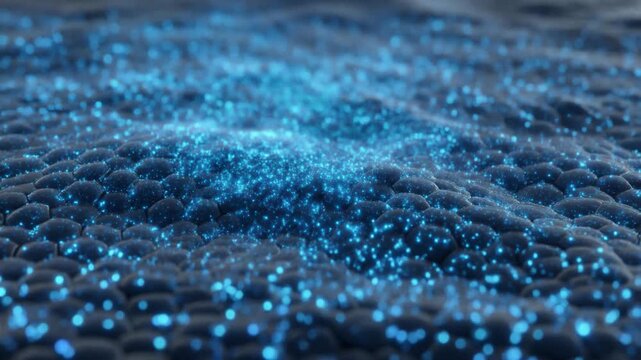 Microscopic View Of Skin Surface Demonstrating Trans Epidermal Water Loss With Evaporating Blue Particles CGI