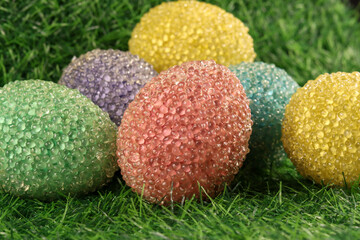 Several bright Easter eggs.