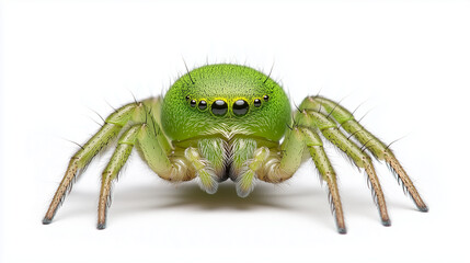 Bright Green Toxic-Looking Spider Isolated for Design Use