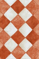 Orange And White Diamond Patterned Textured Background With Rough Surface And Neutral Lighting