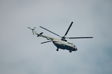 Russian MI-8 helicopter in flight