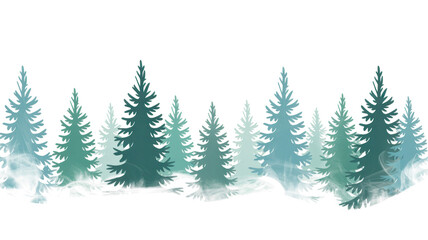 Pine trees forest isolated on white background Black stylized silhouette photo