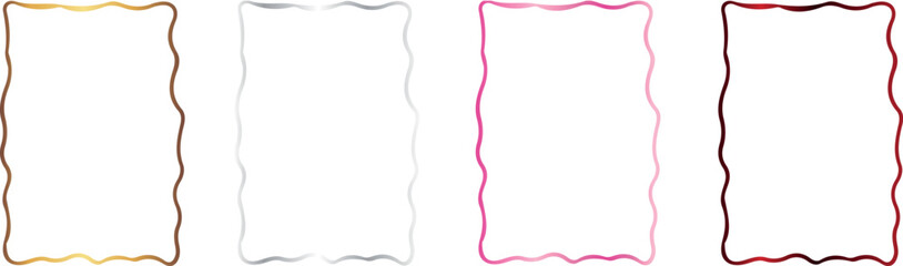set of decorative wavy rectangular frames with various color gradients, for holiday designs, invitations or gift cards