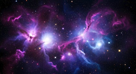 Vibrant Deep Space Nebula Background with Purple and Blue Gas Clouds