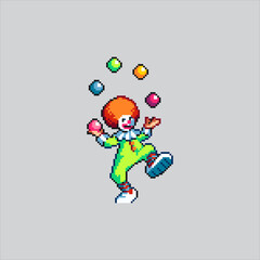Pixel art illustration Clown Juggling. Pixelated Circus Clown. Circus Clown Juggling Balls Icon pixelated for the pixel art game and icon for website and video game. old school retro.