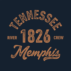 T-shirt stamp graphic, Tennessee Sport wear typography emblem Memphis vintage tee print, athletic apparel design shirt graphic print