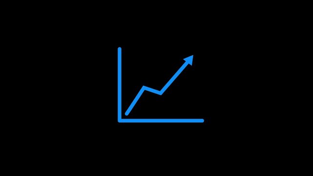 simple line rising grape with black background. Concept of growth and profit.Abstract arrow business graph icon