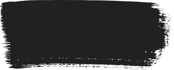 Black grunge paint brush stroke texture background for design, artistic ink splash banner and abstract graphic element flat vector illustration