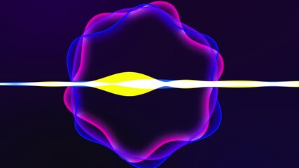 Vibrant pink and blue circular waveform pulsing and expanding to the rhythm against a dark background, ideal for concert visuals, DJ sets, and nightlife event promotions