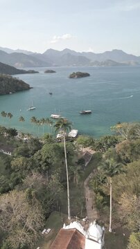 Aerial Drone View of Freguesia de Santana in Angra dos Reis, Brazil