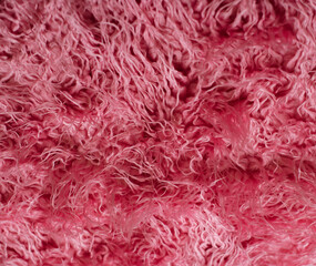Pink Fluffy Fabric Texture Close-Up