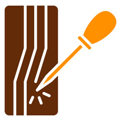 Awl Punch Dual Tone Color Icon, Mini Illustration Relate To Carpentry, Wood Industry. Use For Modern Concept, Ui, Ux Web And App Development.