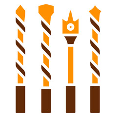 Bit Drill Dual Tone Color Icon, Mini Illustration Relate To Carpentry, Wood Industry. Use For Modern Concept, Ui, Ux Web And App Development.