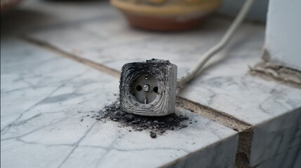 Electrical Short Circuit Causes Damage to Wall Socket and Burning Wire in House