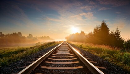 Fototapeta premium railroad tracks in the morning