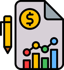Financial Report lineal color icon