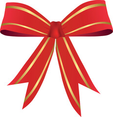 Realistic Red Ribbon Bow &ndash; Decorative Satin Gift Bow Isolated Vector