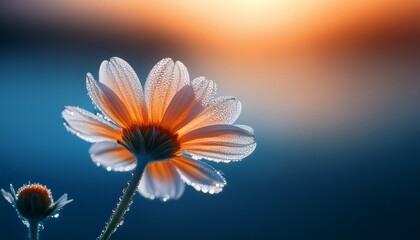 hyperrealistic ultraminimalist closeup of flower adorned with morning dew creating stunning impression