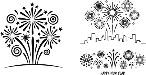Fireworks display vector illustration for New Year's Eve