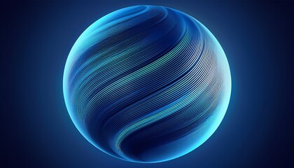 abstract sphere blue wavy lines gradient colors