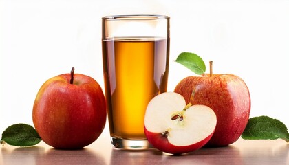 glass of juice apple and apple fruits
