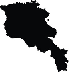 Black silhouette map of Armenia vector illustration of country shape isolated on white background