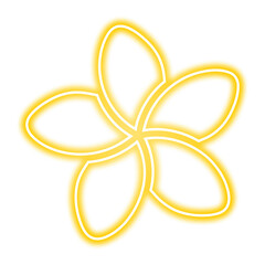A stylized, glowing yellow plumeria flower with five petals, presented against a white background.