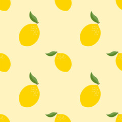 Seamless pattern with lemons on a yellow background