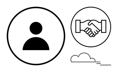 Business concept. Business icons partnership, user profile, and cloud computing. Business collaboration highlighted in innovative workflow. For teamwork, networking, online services, technology