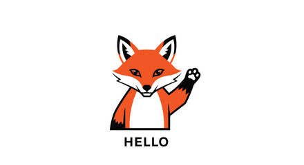 Obraz premium Cheerful stylized fox waving hello