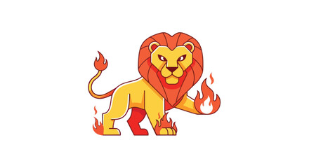 Cartoon lion with fiery paws