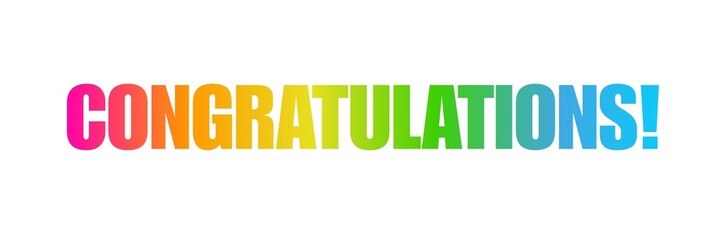 CONGRATULATIONS text calligraphy rainbow colour
