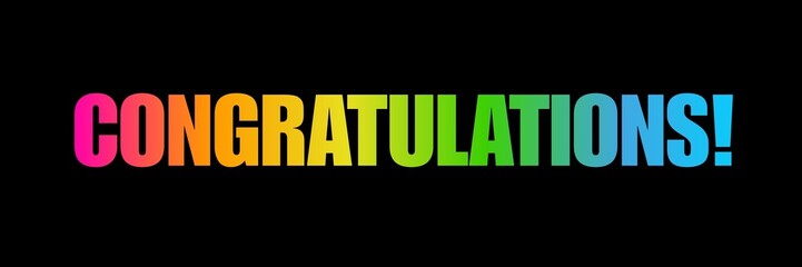 CONGRATULATIONS text calligraphy rainbow colour