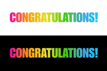 CONGRATULATIONS text calligraphy rainbow colour