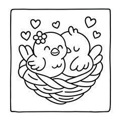 Bold and Easy Valentine's Day Coloring Page for Kids and Adults, Cozy Love Coloring Page, Cute and Cozy, Bold and Easy, Fun Romantic, Hygge-Inspired Designs, Valentine's Day, Self-love, Victor art.