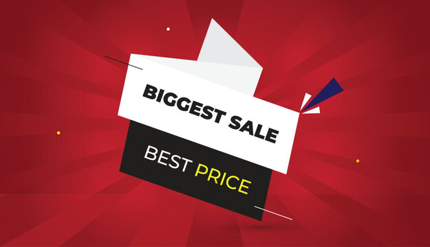 best price sun shine abstract gradient red bold font yellow shapes gray black white design template illustration vector art web banner eps format editable biggest sale 4k business background