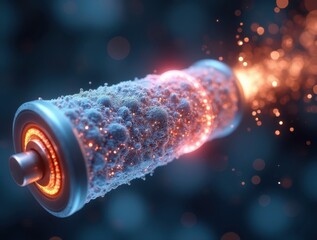 Battery generating energy with electric sparks concept