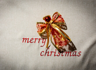 Obraz premium Merry Christmas decoration with angel and ribbon