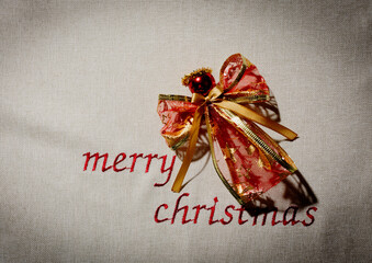 Obraz premium Merry Christmas decoration with angel and ribbon