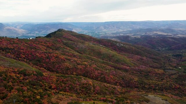 4K Aerial Autumn  Fall Views of Snowbasin Ski Resort Utah Hiking