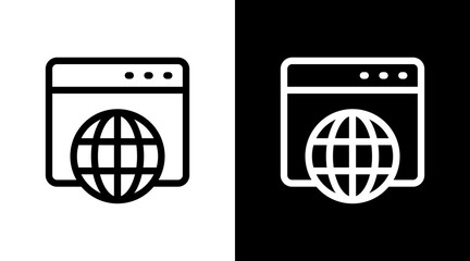 Web Browser With Icon Set Design
