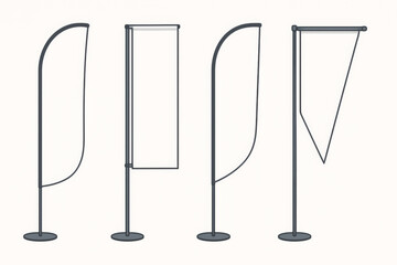 Blank outdoor advertising flags and banner mockups