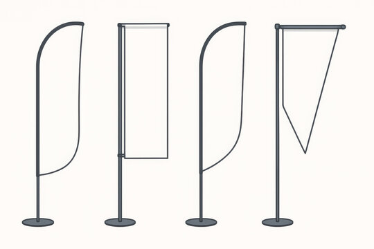 Blank outdoor advertising flags and banner mockups