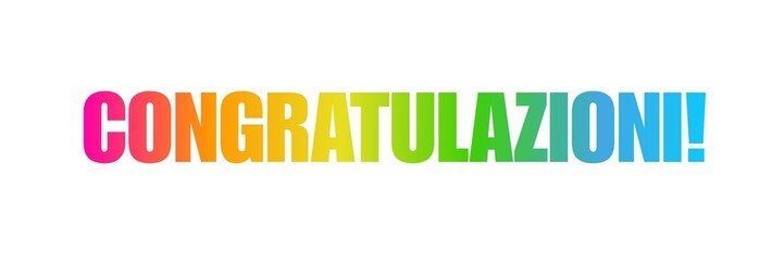 CONGRATULATIONS text congratulazioni calligraphy rainbow colour in italian 
