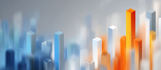 Abstract financial bars with one tall orange bar reaching upward