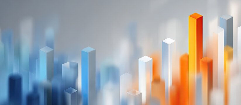 Abstract financial bars with one tall orange bar reaching upward - Powered by Adobe