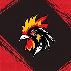Obraz premium Roosters head frontfacing bold colors dark background