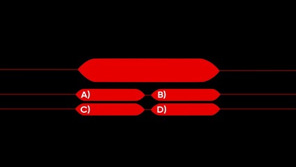 Red question answer options A B C D on black background with connecting lines quiz choice