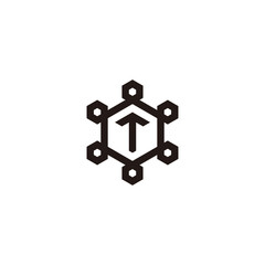 Letter T hexagon frame, hexagonal geometric simple symbol logo vector