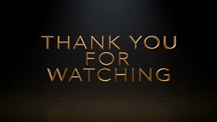 Golden Thank You For Watching end screen animation with elegant background for video outro